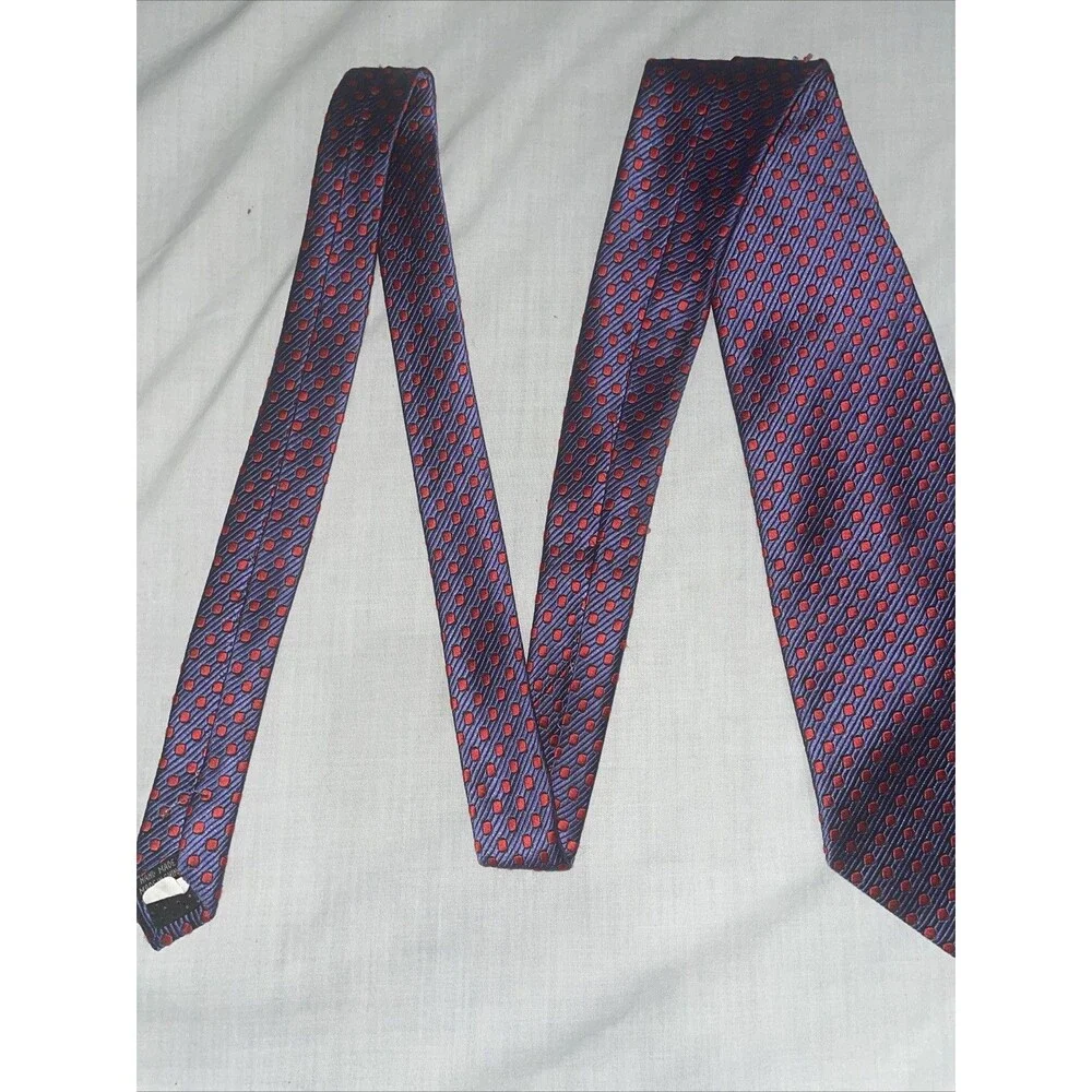 Dona Dona Men’s Dress Tie Size 58” 3.75” Blue Dotted Silk Business Formal